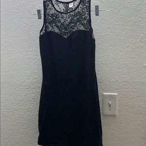 Black lace neckline dress